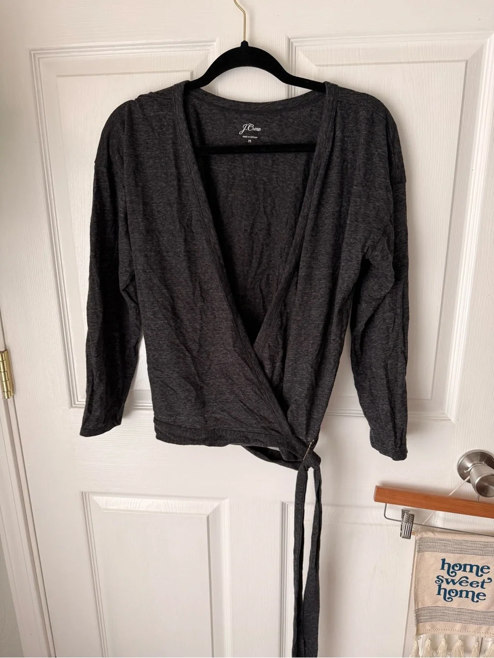J. Crew Dark Heather Gray Ballerina Wrap Cardigan